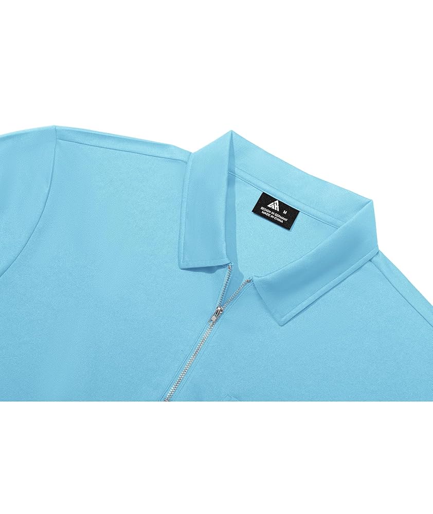 JACKETOWN Men's Zipper Short Sleeve Golf Polo Shirts 3 Pack